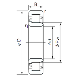 85 mm x 150 mm x 28 mm Bore Diameter (mm) NACHI NJ 416 Cylindrical Roller Bearings
